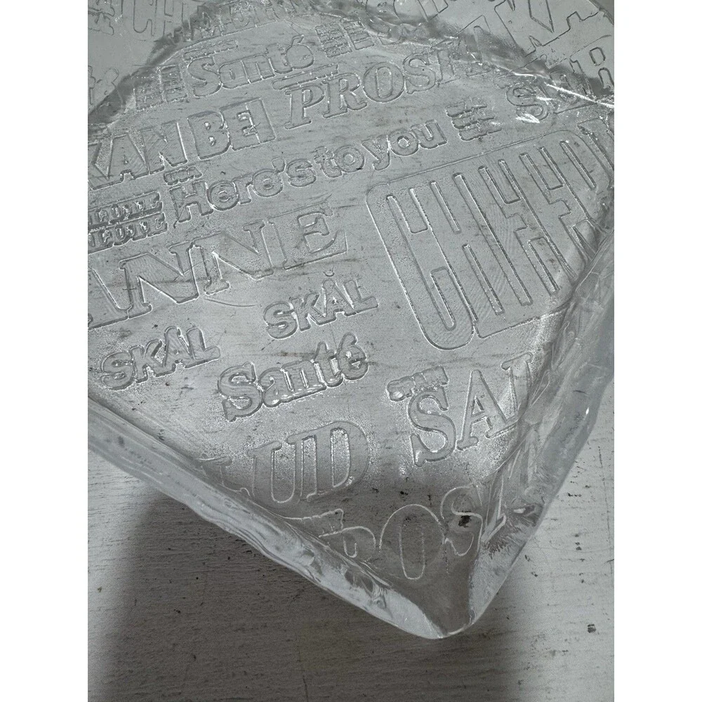 ROYAL KRONA Clear Glass Entertainment Platter Sweden 1970’s Cheers Cheese Plate